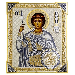 Серебряная икона "Св. Георгий Победоносец"